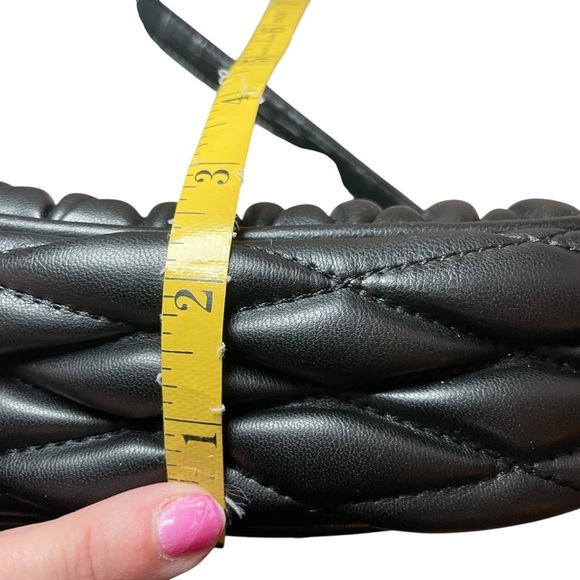 BADGLEY MISCHKA Black Vegan Leather Crossbody Bag Quilted Designer Adjustable - Picture 10 of 13